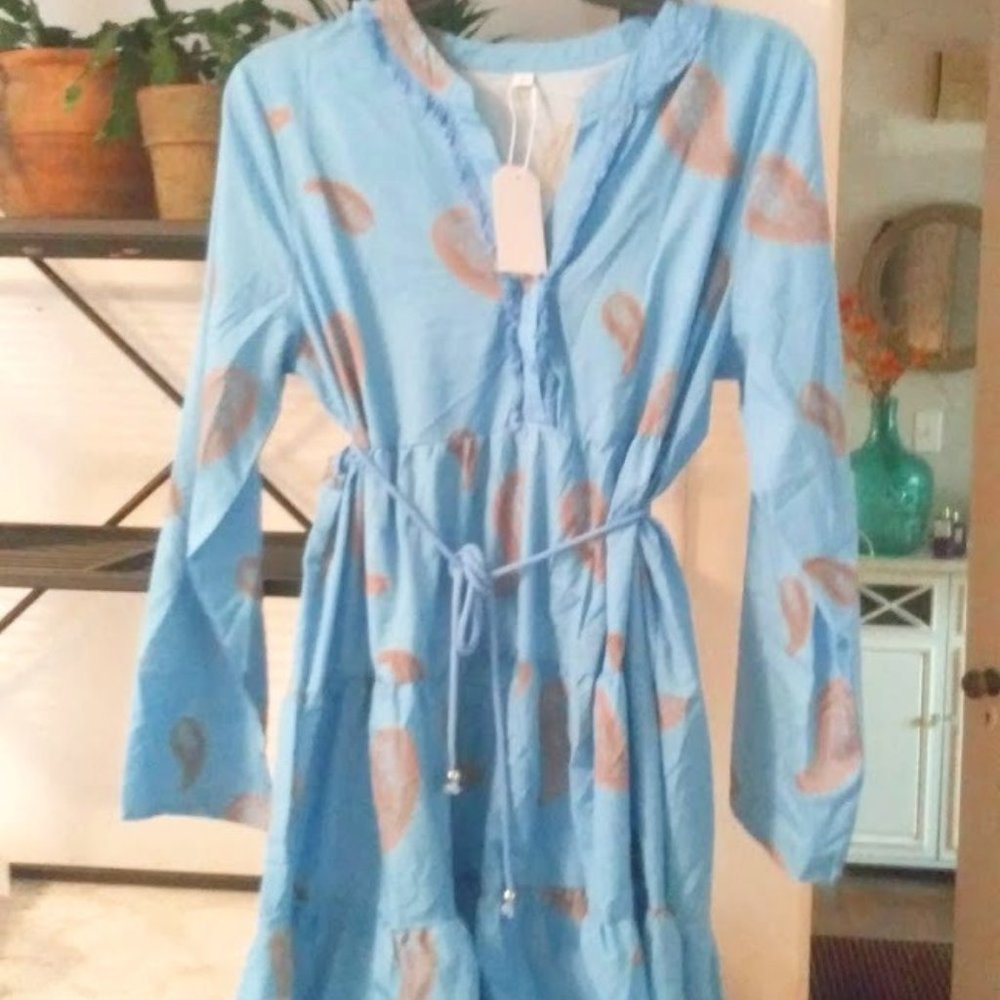 XL Blue and Paisley Dress